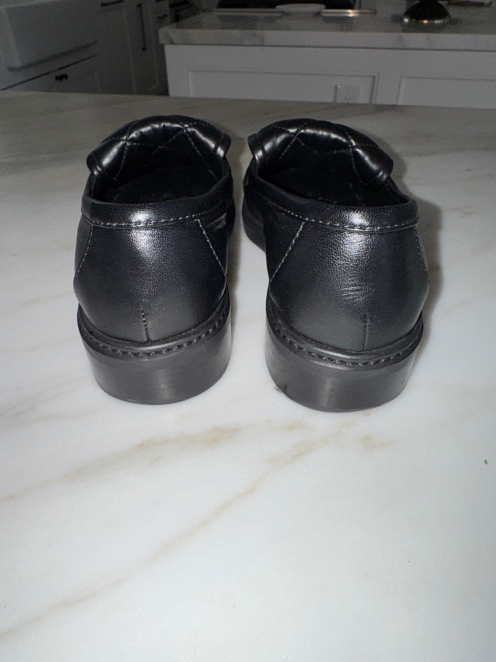 CHANEL Black Quilted Leather Loafers with Gold CC Emblem - Picture 2 of 7